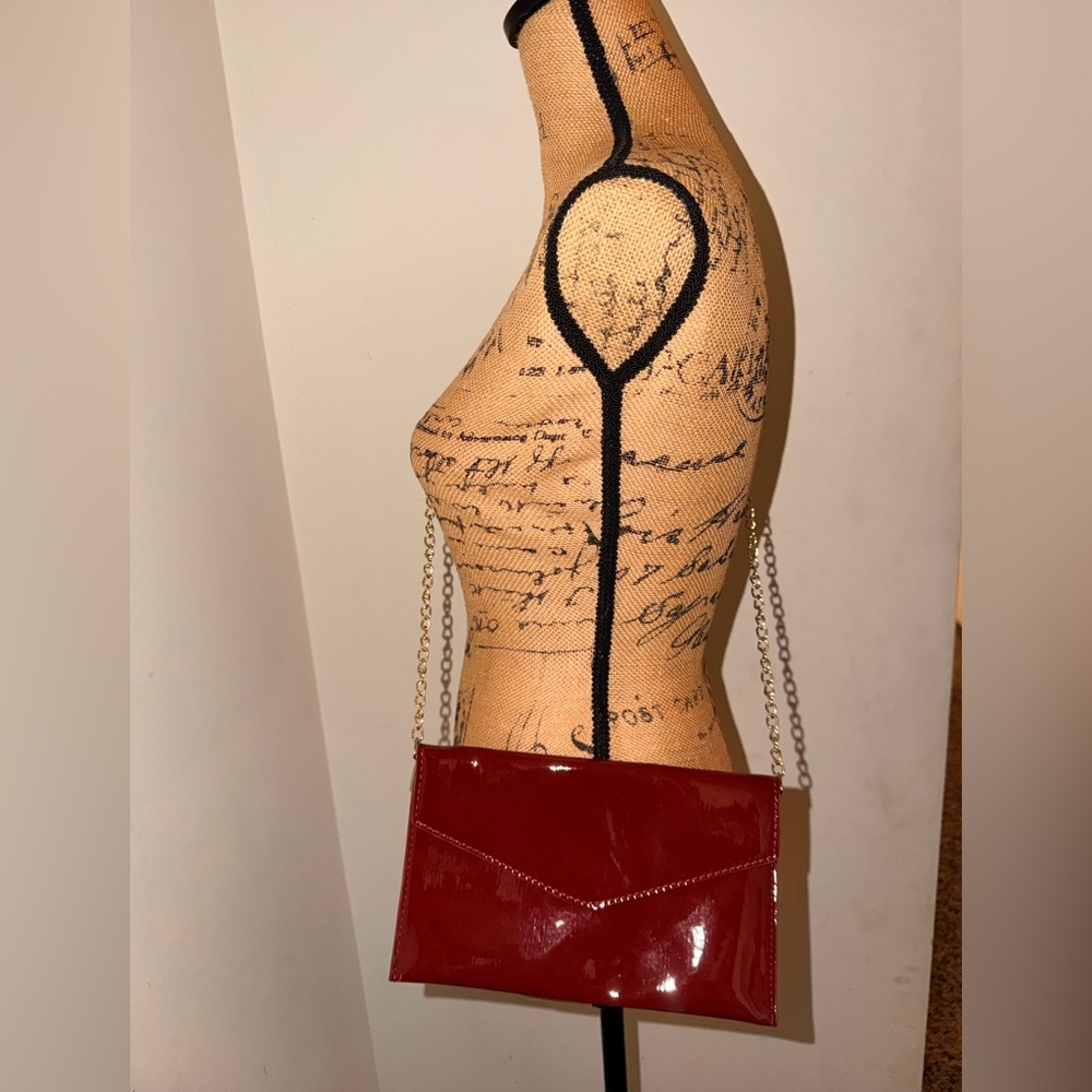 Patent Leather Red Envelope Crossbody Bag